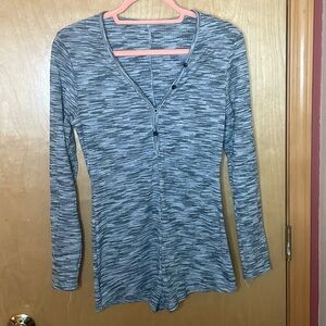 Amazon size M button up long sleeve bodysuit all one piece pull on grey
